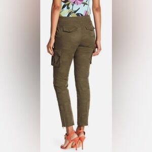 Trina Turk Isley pants w/ ankle zippers, patch pockets. Olive green. Cotton. 6